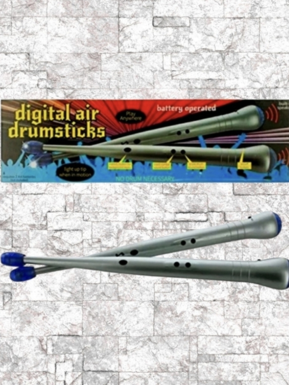 NIB - Digital Air Drumsticks With Blue Tips